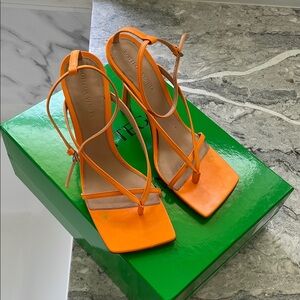 Bottega Veneta Stretch Sandal in Tangerine Sz 38